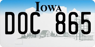 IA license plate DOC865