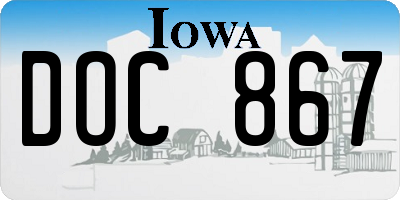 IA license plate DOC867