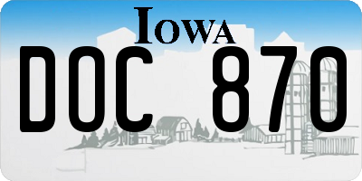 IA license plate DOC870