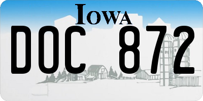 IA license plate DOC872