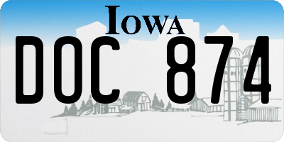 IA license plate DOC874