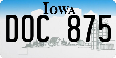IA license plate DOC875