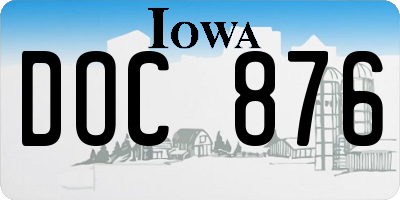IA license plate DOC876