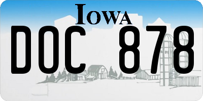 IA license plate DOC878