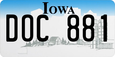 IA license plate DOC881