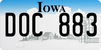 IA license plate DOC883