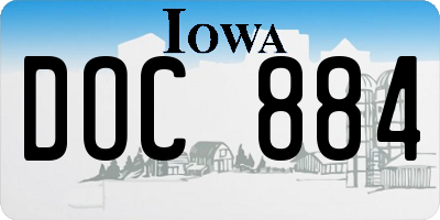 IA license plate DOC884