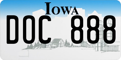 IA license plate DOC888
