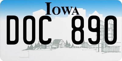 IA license plate DOC890