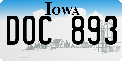 IA license plate DOC893
