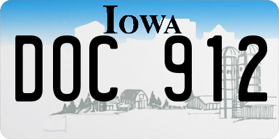 IA license plate DOC912