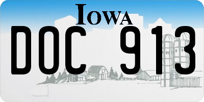 IA license plate DOC913
