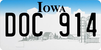IA license plate DOC914
