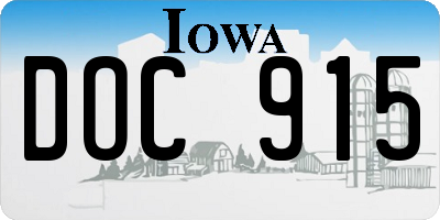 IA license plate DOC915