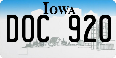 IA license plate DOC920