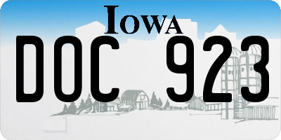 IA license plate DOC923
