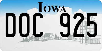 IA license plate DOC925