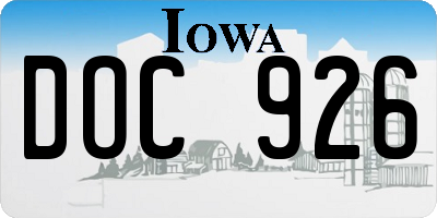 IA license plate DOC926