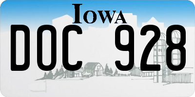 IA license plate DOC928