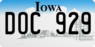 IA license plate DOC929