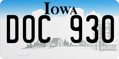 IA license plate DOC930