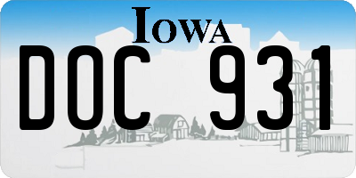 IA license plate DOC931