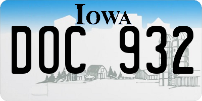 IA license plate DOC932