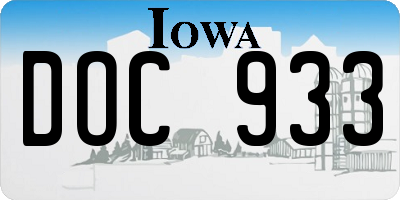 IA license plate DOC933