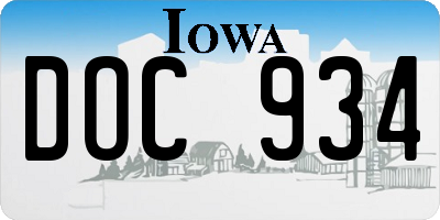 IA license plate DOC934