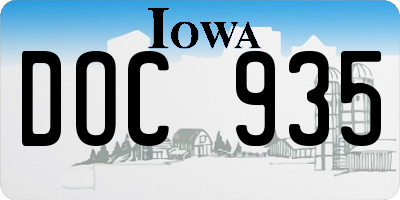 IA license plate DOC935