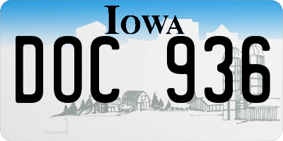 IA license plate DOC936