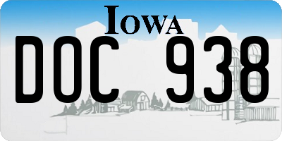 IA license plate DOC938