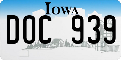 IA license plate DOC939
