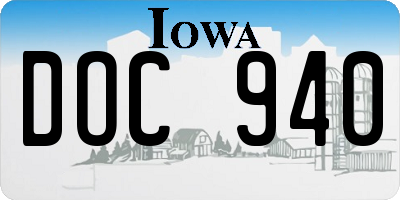 IA license plate DOC940