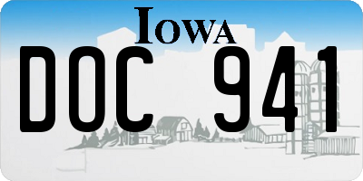 IA license plate DOC941
