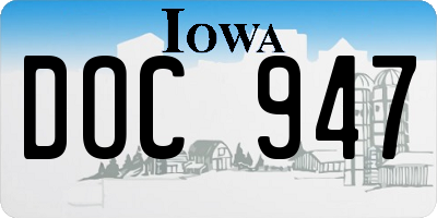 IA license plate DOC947