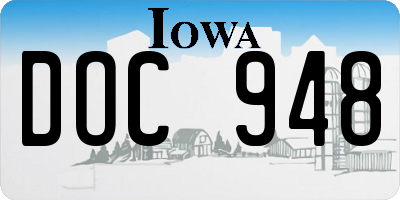 IA license plate DOC948