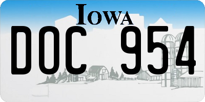 IA license plate DOC954