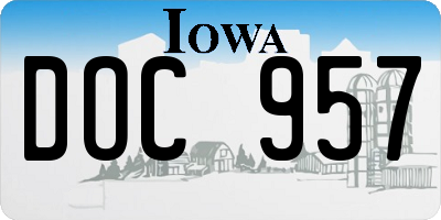IA license plate DOC957