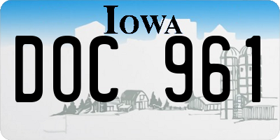 IA license plate DOC961