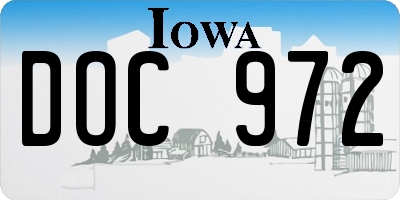 IA license plate DOC972