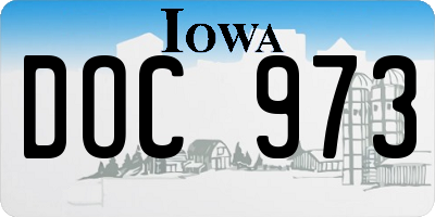 IA license plate DOC973