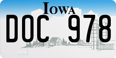 IA license plate DOC978
