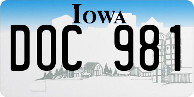 IA license plate DOC981