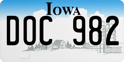 IA license plate DOC982