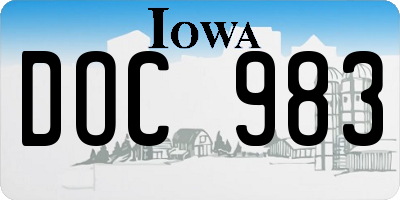 IA license plate DOC983