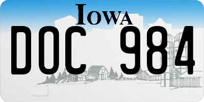 IA license plate DOC984