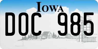IA license plate DOC985