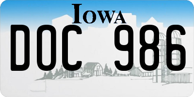 IA license plate DOC986