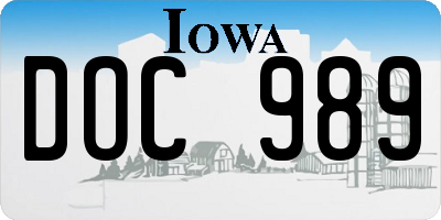 IA license plate DOC989